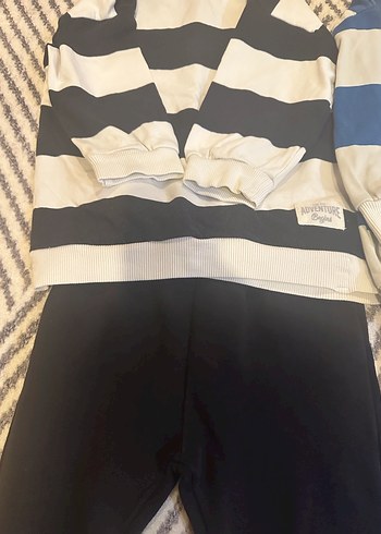 Uzun Kollu Çizgili Bebek Erkek Takımı 2li Set 3-4 yaş - Görsel 2