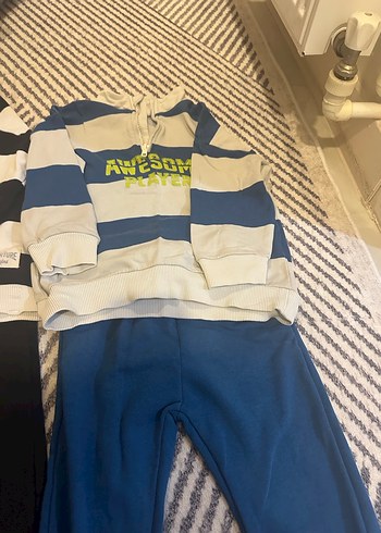 Uzun Kollu Çizgili Bebek Erkek Takımı 2li Set 3-4 yaş - Görsel 3