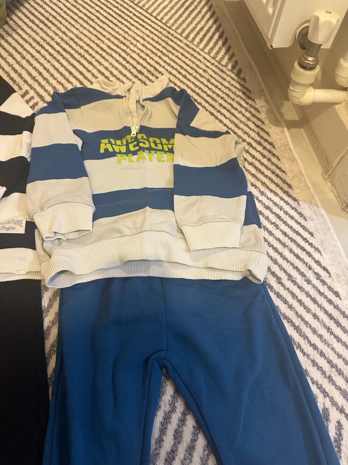 Uzun Kollu Çizgili Bebek Erkek Takımı 2li Set 3-4 yaş - Görsel 3