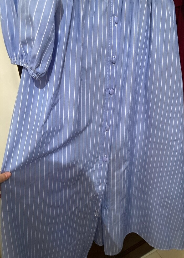 Mavi gömlek elbise - Görsel 4