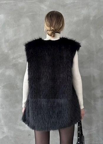 Siyah Kürk Kadın Yelek - Görsel 2