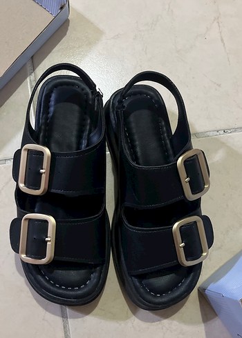 Siyah Kadın Platform Topuklu Sandalet - Görsel 3