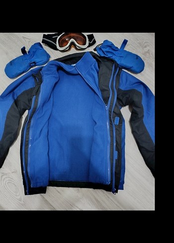 Erkek Çocuk Mavi Biker Mont ve Eldiven - Görsel 5