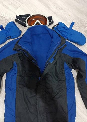 Erkek Çocuk Mavi Biker Mont ve Eldiven - Görsel 2