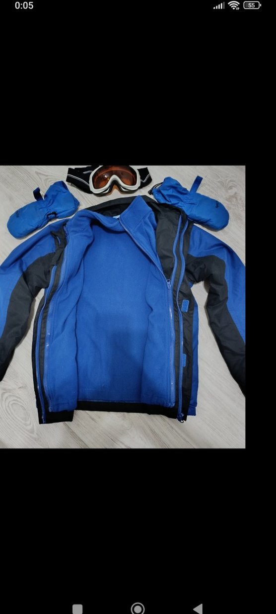 Erkek Çocuk Mavi Biker Mont ve Eldiven - Görsel 5