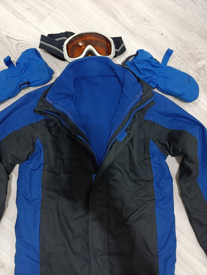 Erkek Çocuk Mavi Biker Mont ve Eldiven - Görsel 2