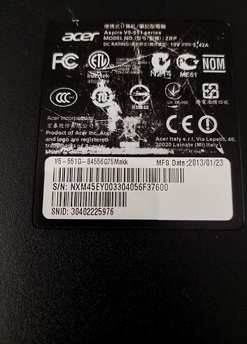 Acer Aspire dizüstü bilgisayar