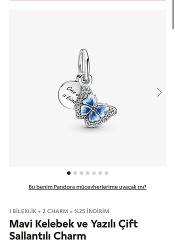 Pandora Mavi Kelebek Charm