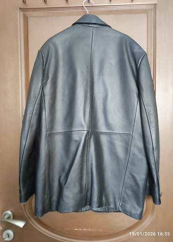 Düğmeli Gri Deri Erkek Ceket - Görsel 2