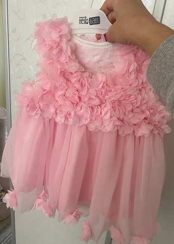 Pembe Çiçekli Kolsuz Kız Elbisesi