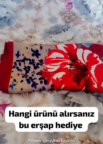 Kırmızı Desenli Bohem Kadın Fular ersarp