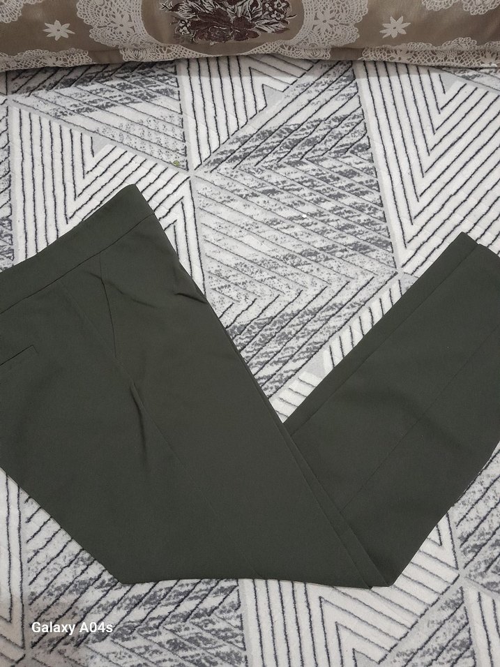 Gri Pilili Kadın Kumaş Pantolon - Görsel 2