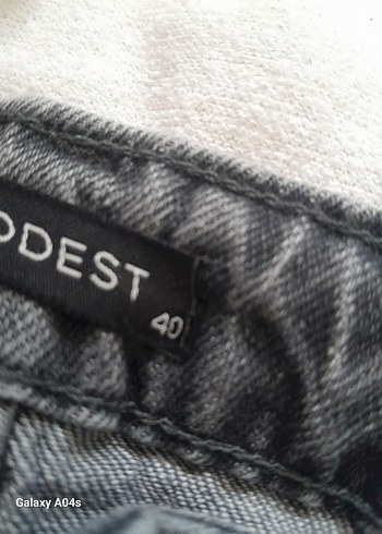 Gri Kadın Denim Pantolon Midi Boy - Görsel 2