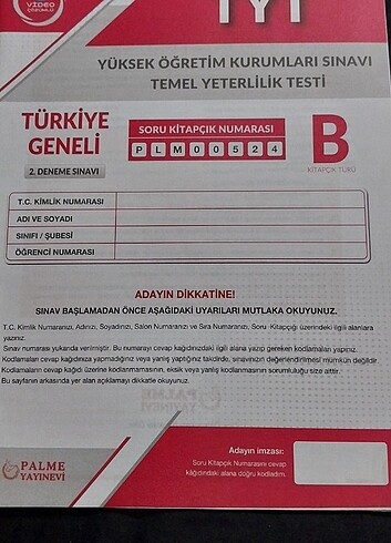  Palme tyt-ayt deneme sınavı