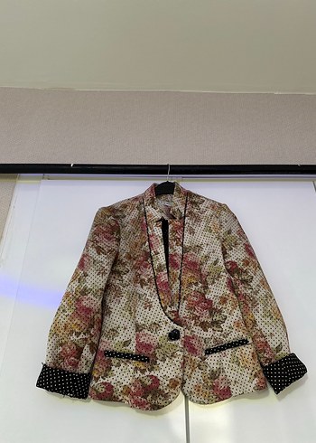 Çiçek Desenli Kadın Midi Blazer Ceket