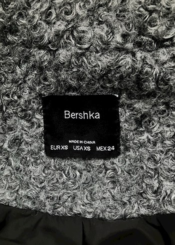 Bershka Gri Kıvırcık Dokulu Kaban - Görsel 4