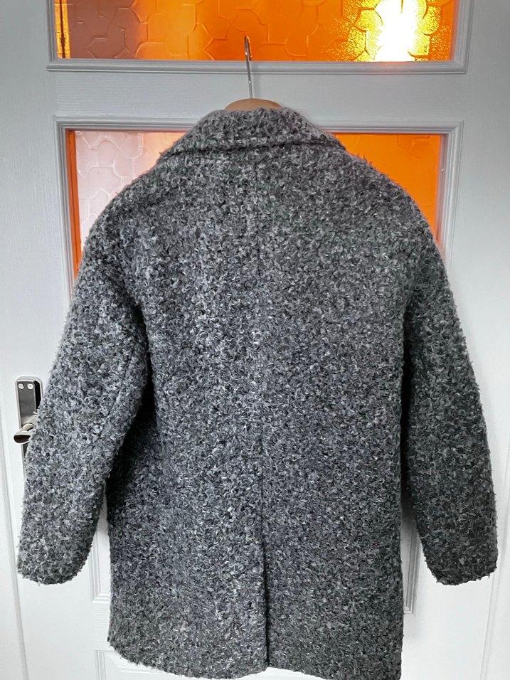 Bershka Gri Kıvırcık Dokulu Kaban - Görsel 3