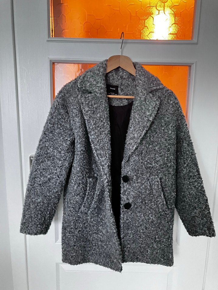 Bershka Gri Kıvırcık Dokulu Kaban - Görsel 2