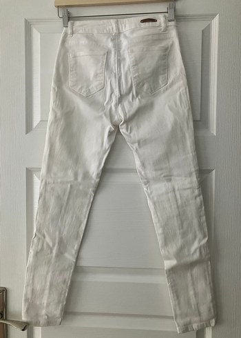 Fermuarlı Beyaz Kadın Kot Pantolon - Görsel 2