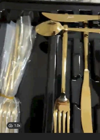 Altın Renkli Parlak Çatal Kaşık Seti jumbo marka - Görsel 3