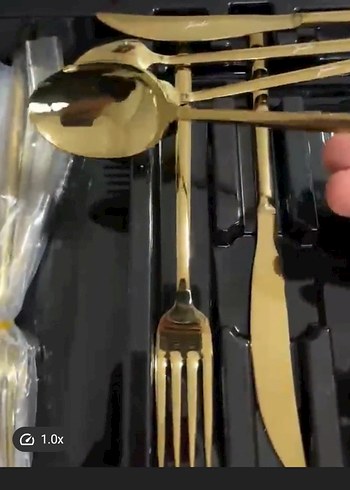 Altın Renkli Parlak Çatal Kaşık Seti jumbo marka - Görsel 6