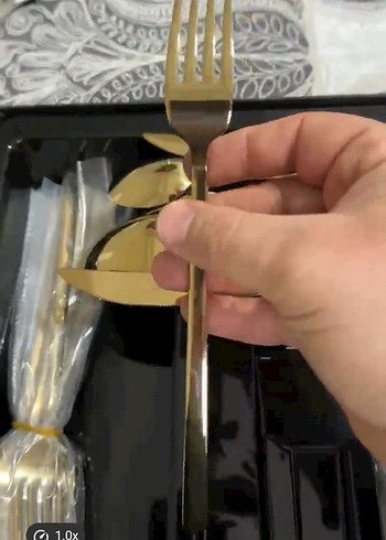 Altın Renkli Parlak Çatal Kaşık Seti jumbo marka - Görsel 4