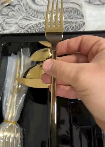 Altın Renkli Parlak Çatal Kaşık Seti jumbo marka - Görsel 9