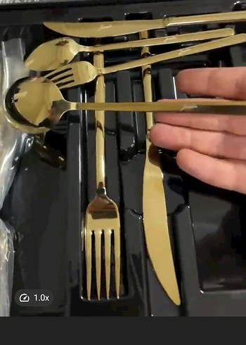 Altın Renkli Parlak Çatal Kaşık Seti jumbo marka - Görsel 7