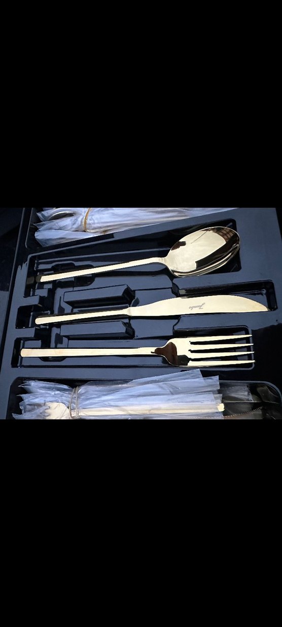 Altın Renkli Parlak Çatal Kaşık Seti jumbo marka - Görsel 2