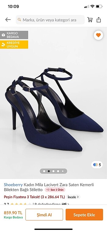 Zara Zara model Lacivert Stiletto Topuklu Ayakkabı