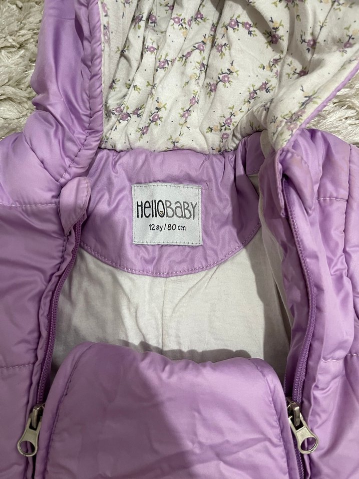 Peluş Detaylı Mor Bebek Kış Tulumu - Görsel 2