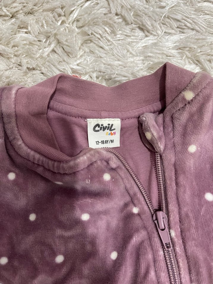 Kız Bebek Mor Fermuarlı Tulum - Görsel 3