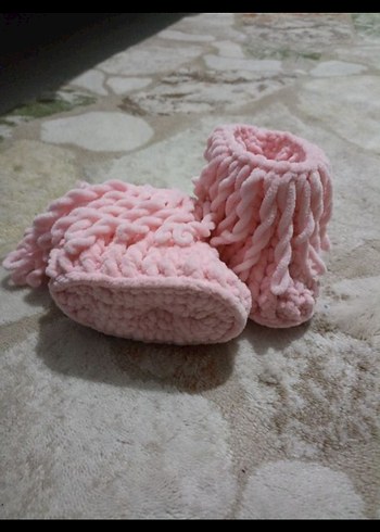 Kızlar için Pembe Örgü Sıcak Ev Terliği - Görsel 2