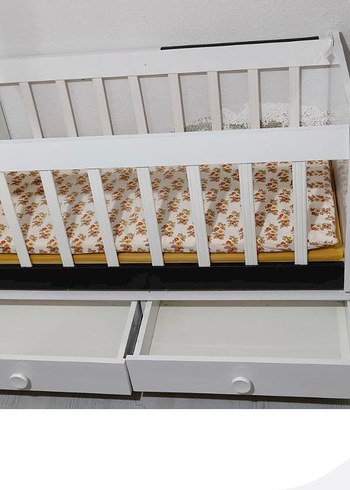 Beyaz Bebek Beşiği ve Çekmeceli Sepet - Görsel 2