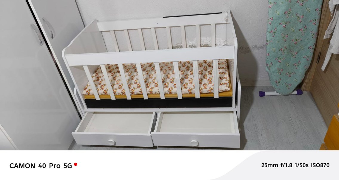 Beyaz Bebek Beşiği ve Çekmeceli Sepet - Görsel 4