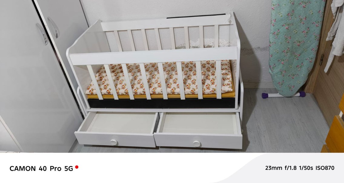 Beyaz Bebek Beşiği ve Çekmeceli Sepet - Görsel 2