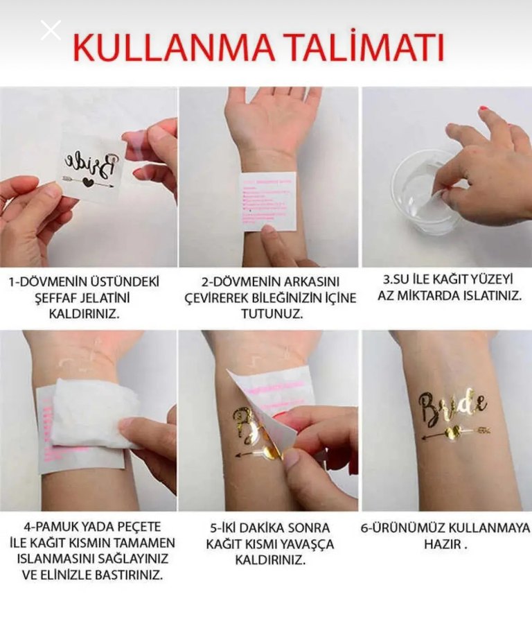 Parlak Altın Bride geçici dövme - Görsel 3