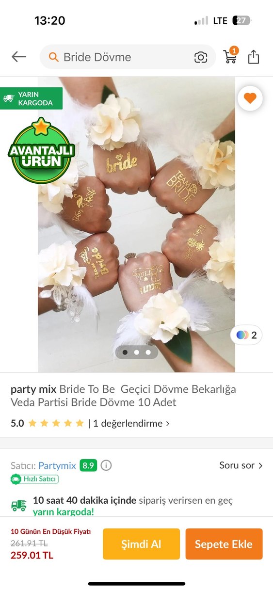 Parlak Altın Bride geçici dövme - Görsel 2