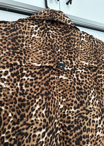 LC Waikiki Düğmeli, Leopar Desenli Kahverengi Midi Kadın Kaban
