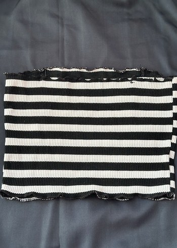 Defacto Çizgili Siyah Kadın Mini Crop Top