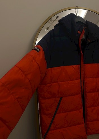 Turuncu Lacivert Kapitone Erkek Mont - Görsel 5