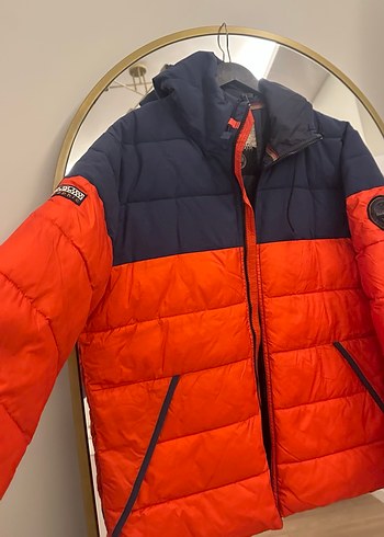 Turuncu Lacivert Kapitone Erkek Mont - Görsel 4