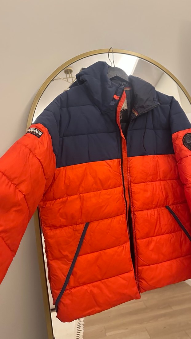 Turuncu Lacivert Kapitone Erkek Mont - Görsel 4