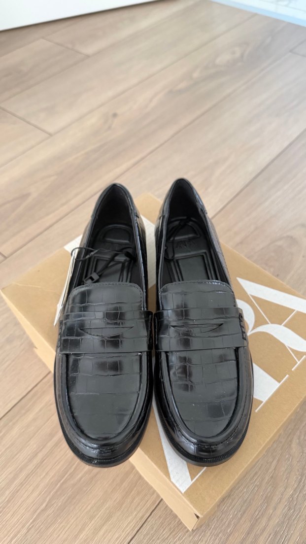 Klasik Siyah Yılan Desenli Kadın Loafer zara - Görsel 2