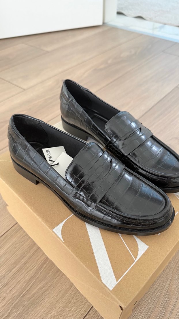Klasik Siyah Yılan Desenli Kadın Loafer zara - Görsel 5