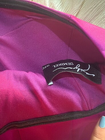 Fuşya tek kollu abiye - Görsel 5