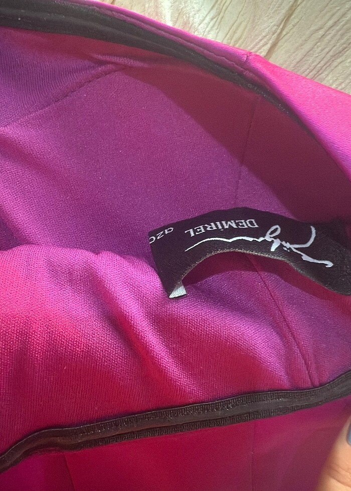 Fuşya tek kollu abiye - Görsel 5