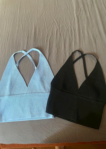 Trendyol & Milla Mavi Mini Atlet Crop Top siyah ve mavi