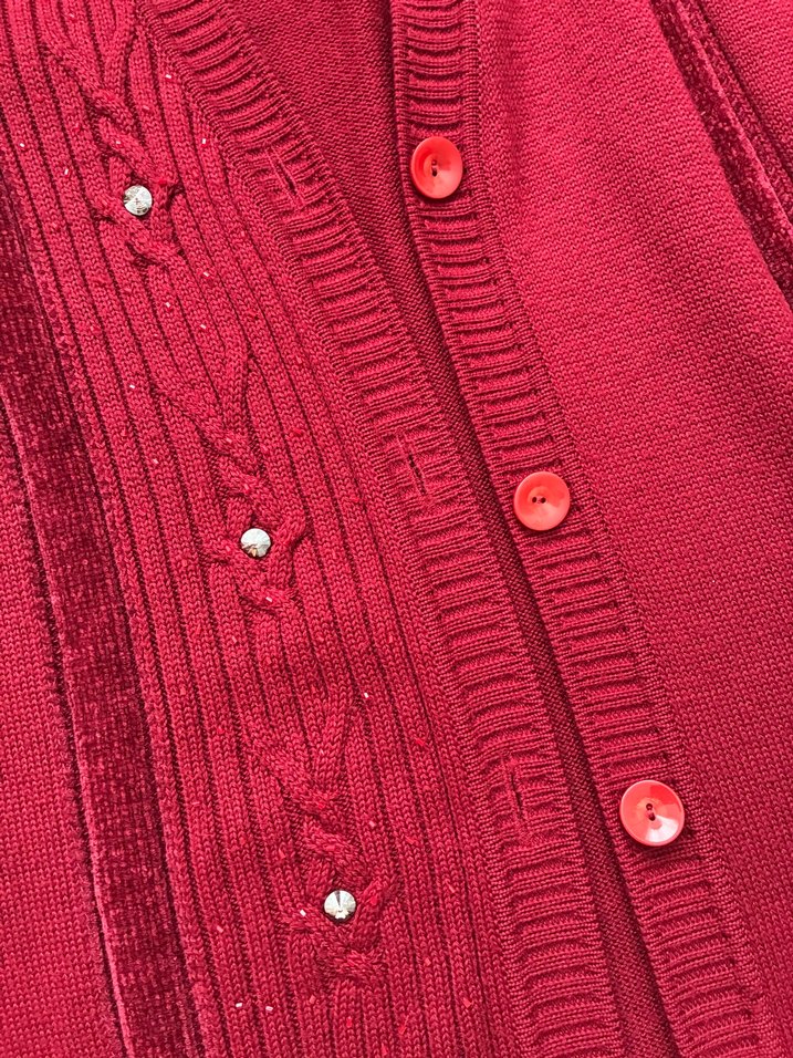 Bordo Düğmeli Uzun Örgü Kadın Hırka - Görsel 2