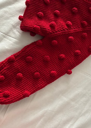 Kız Çocuk Kırmızı el örgüsü 1-2 yaş hırka - Görsel 5